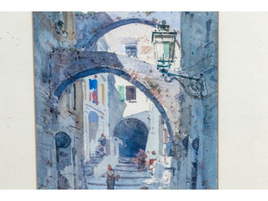 Emmanuel Costa (French, 1833-1921) Gouache On Paper, Urban Archways