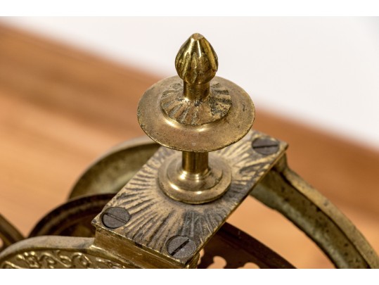 Antique Brass Reticulated Collapsible Peacock Spark Screen