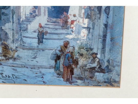 Emmanuel Costa (French, 1833-1921) Gouache On Paper, Urban Archways