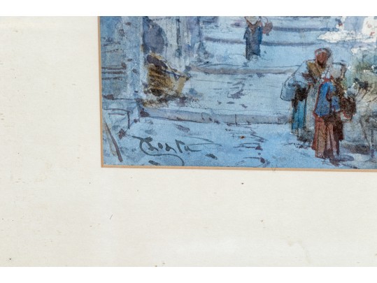 Emmanuel Costa (French, 1833-1921) Gouache On Paper, Urban Archways