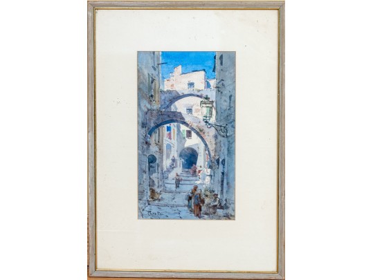 Emmanuel Costa (French, 1833-1921) Gouache On Paper, Urban Archways