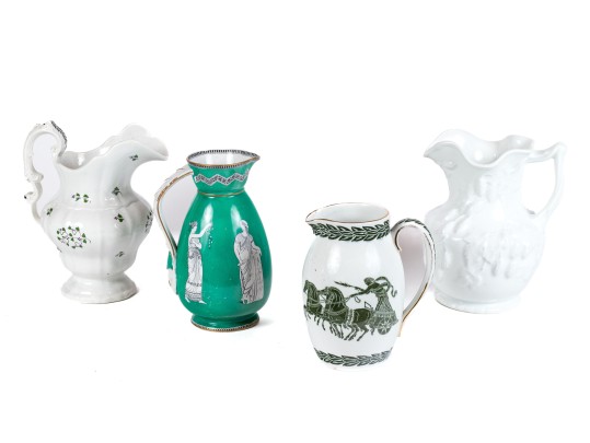 Group Of Four Antique Ceramic Water Pitchers