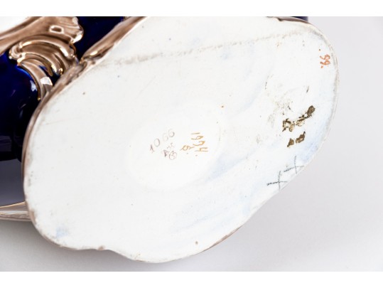 Continental Hand-Painted Ceramic Footed Vase