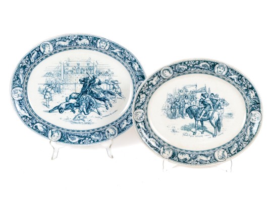 Two Wedgwood Oval Blue And White Serving Platters