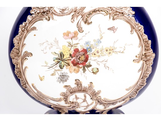 Continental Hand-Painted Ceramic Footed Vase