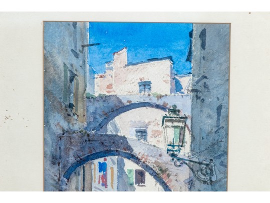 Emmanuel Costa (French, 1833-1921) Gouache On Paper, Urban Archways