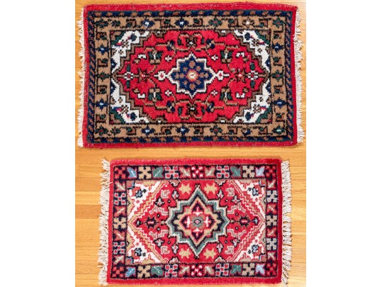Pair Of Hand-knotted Hamadan Accent Mats, 2'-10 1/2 X 2' & 2'-3 1/2 X 1'-8 1/2'