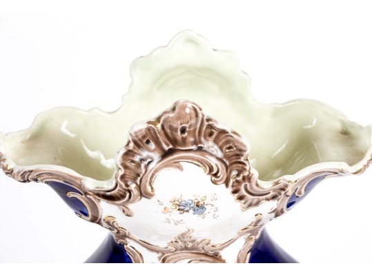 Continental Hand-Painted Ceramic Footed Vase