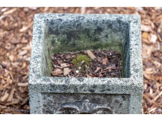Pair Of Cast Stone Shell Decorated Planters