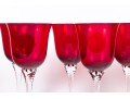 Set Of Seven Hand-Blown Ruby Glass Stemmed Goblets