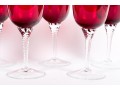 Set Of Seven Hand-Blown Ruby Glass Stemmed Goblets