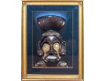 Signed Slinger Pastel On Black Paper, Taino Zemi Cohoba Stand, 1985
