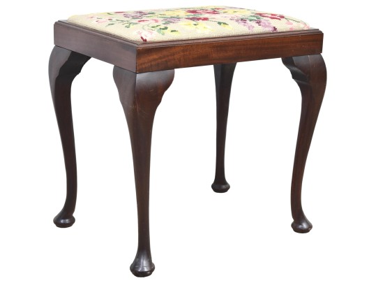 George II Mahogany Needlepoint Stool