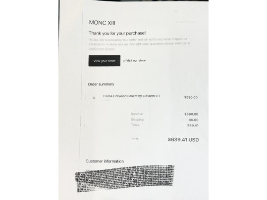 Eldvarm Emma Steel And Leather Firewood Basket (RETAIL $639)