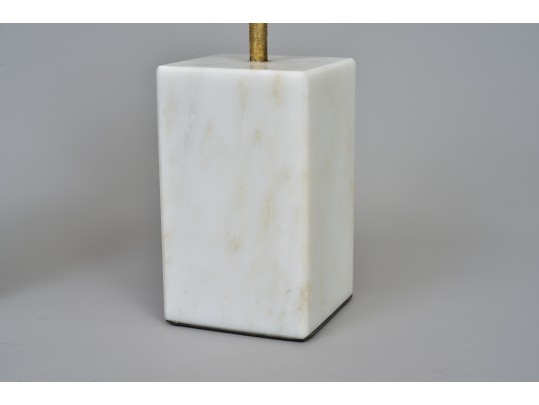 Gold Leaf Winged White Marble Sculptures