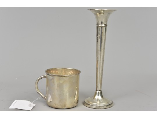 Fisher Sterling Silver Weighted Bud Vase And Ross Simons Sterling Cup