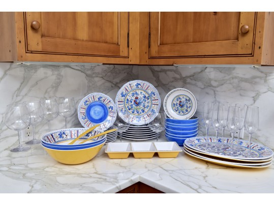 Collection Of La Cadeaux Melamine Outdoor Dining Dinnerware