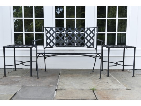 Metal Patio Loveseat And Pair Of Tables (2 Of 2)