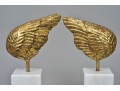 Gold Leaf Winged White Marble Sculptures