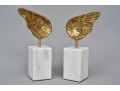 Gold Leaf Winged White Marble Sculptures