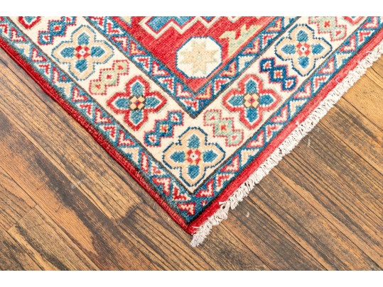 Hand-knotted Wool Kazak Carpet, 3'-9