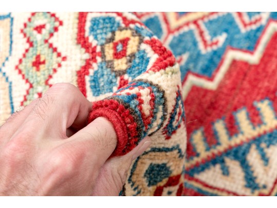 Hand-knotted Wool Kazak Carpet, 3'-9