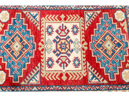 Hand-knotted Wool Kazak Carpet, 3'-9