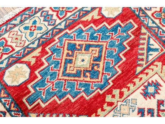 Hand-knotted Wool Kazak Carpet, 3'-9