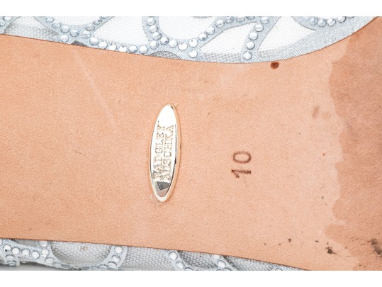 Badgley Mischka Stunning Silver Mesh Rhinestone Pumps, Size 10