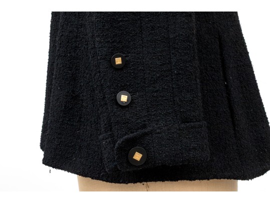 Chanel Boutique Vintage Black Wool And Silk Boucle Jacket And Skirt Suit, Size 44