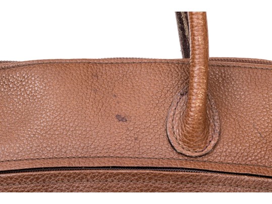 Longchamp Brown Pebbled Leather Top Handled Tote Bag