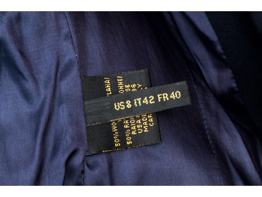 Donna Karan Vintage Classic Blue Wool Button Front Blazer, Size 8
