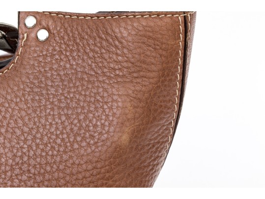 Tods Brown Pebbled Leather Top Handled Tote Bag