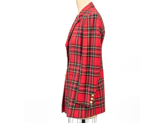 Escada By Margaretha Ley Fun Vintage Red Plaid Button Front Blazer, Size 40