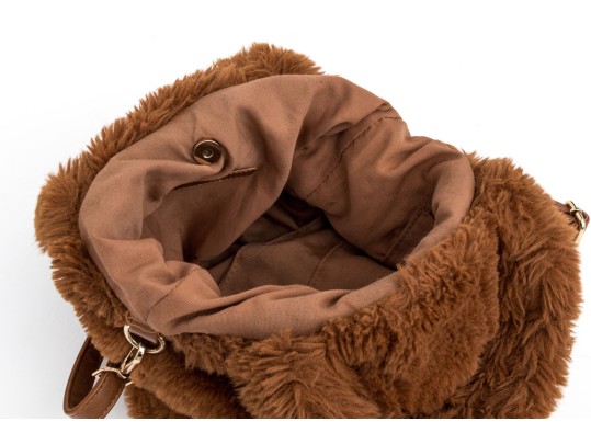 Free People Fun Brownish Orange Fuzzy Tote Bag