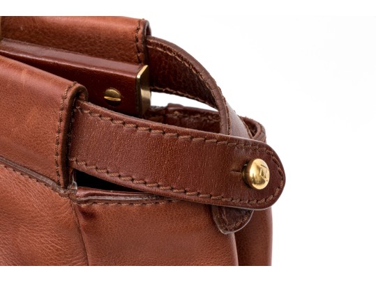 Fendi Brown Leather Structured Double Sided Twistlock Top Handle Tote