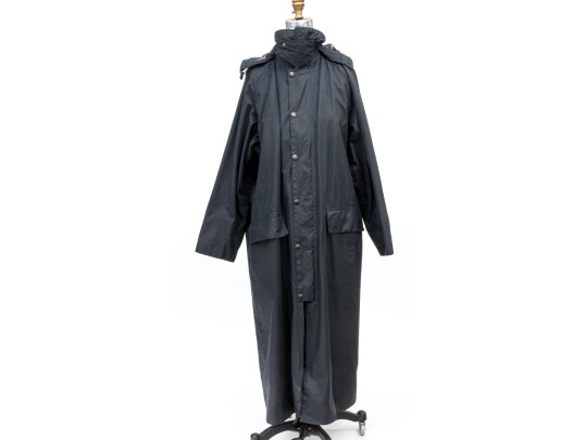 Barbour Fabulous Vintage Navy Blue Burghley Long Waxed Cotton Coat