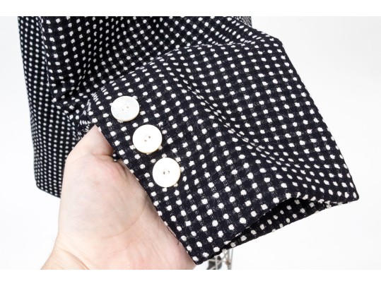 Escada Margaretha Ley Black And White Polka Dotted Collared Blazer, Size 40