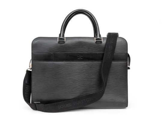 Louis Vuitton Black Epi Leather Top Zip Top Handle Briefcase, With Strap, Authenticated