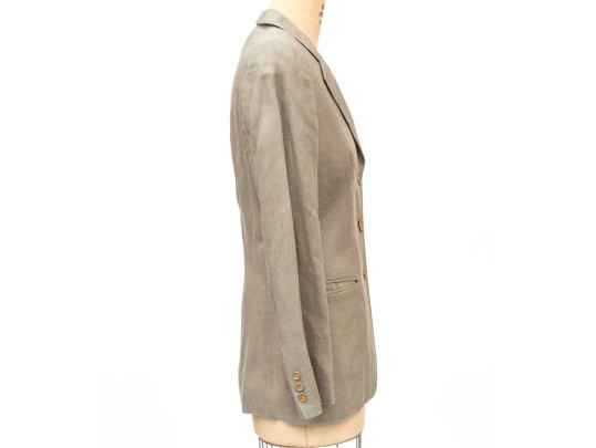 Giorgio Armani Vintage Black Label Tan Linen Button Front Blazer