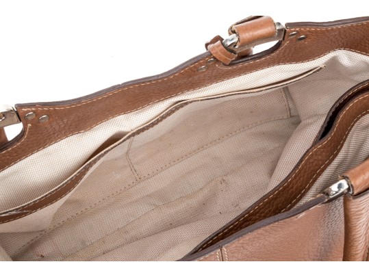 Tods Brown Pebbled Leather Top Handled Tote Bag