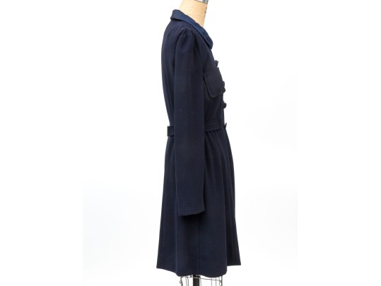 Razooks Soir Noir By Angelica Rueggeberg Blue Double Breasted Coat Dress, Size 38