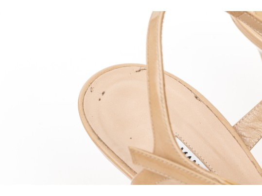 Manolo Blahnik Striking Tan Patent Leather 