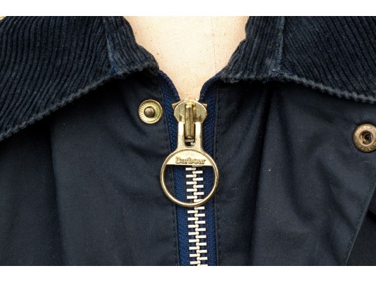 Barbour Fabulous Vintage Navy Blue Burghley Long Waxed Cotton Coat