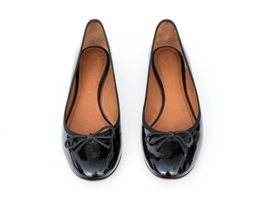 Timeless Celine Black Patent Leather Ballet Flats, Size 40.5