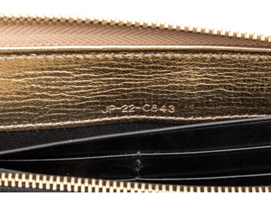 Ferragamo Striking Gold Metallic Leather Zip Wallet