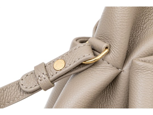 Polène Numéro Neuf Mini Taupe Pebbled Leather Top Handled Tote Bag