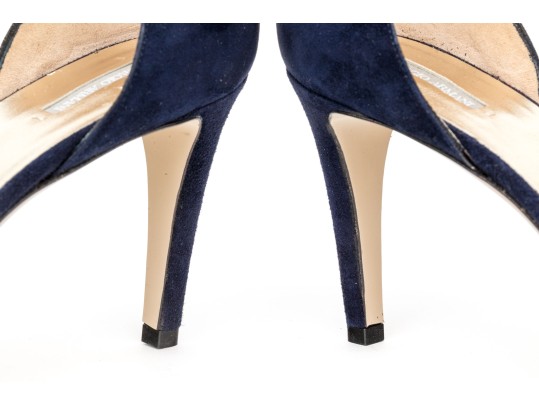 Giorgio Armani Fabulous Blue Suede Elegant Pumps, Size 41, New