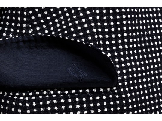 Escada Margaretha Ley Black And White Polka Dotted Collared Blazer, Size 40