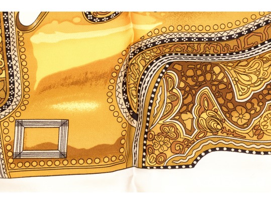 Hermes Magnificent Vintage Brown, Ivory And Gold 